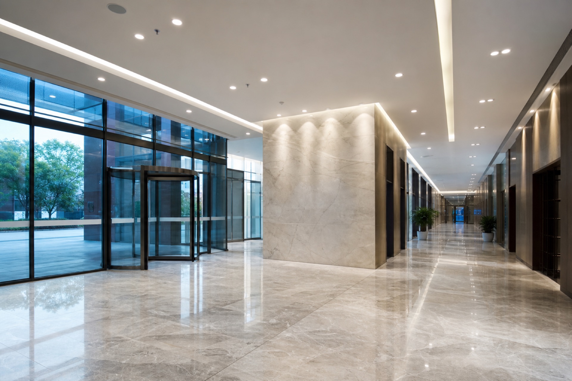 Modern commercial facility with professional LED lighting